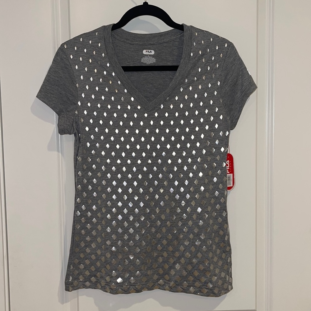 NWT FILA Short Sleeve Grey Top